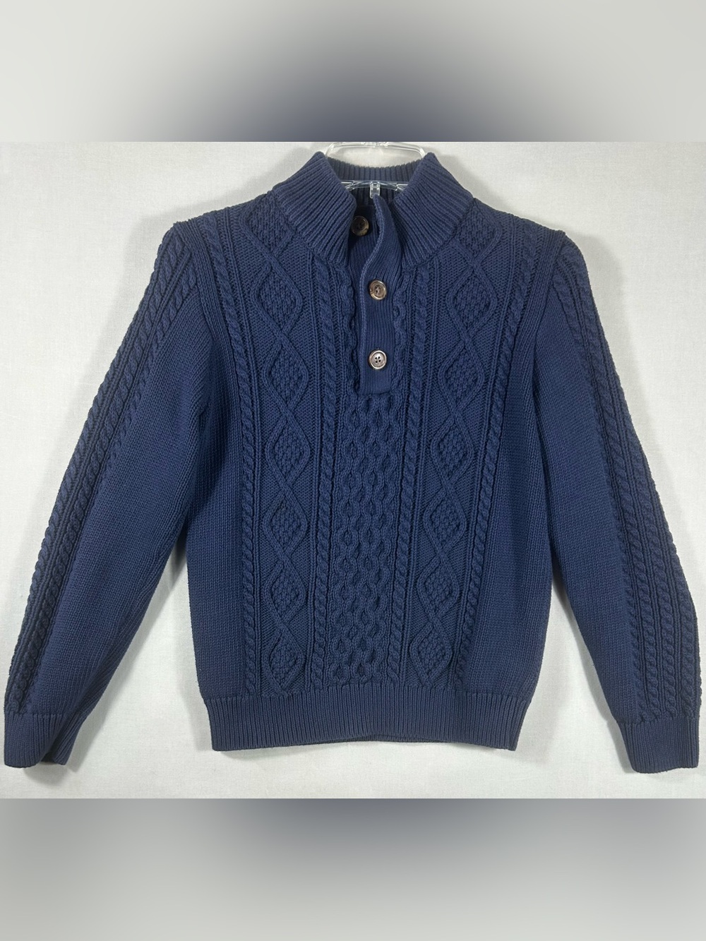 GAP Navy Cable-Knit Zip Mock Neck Sweater